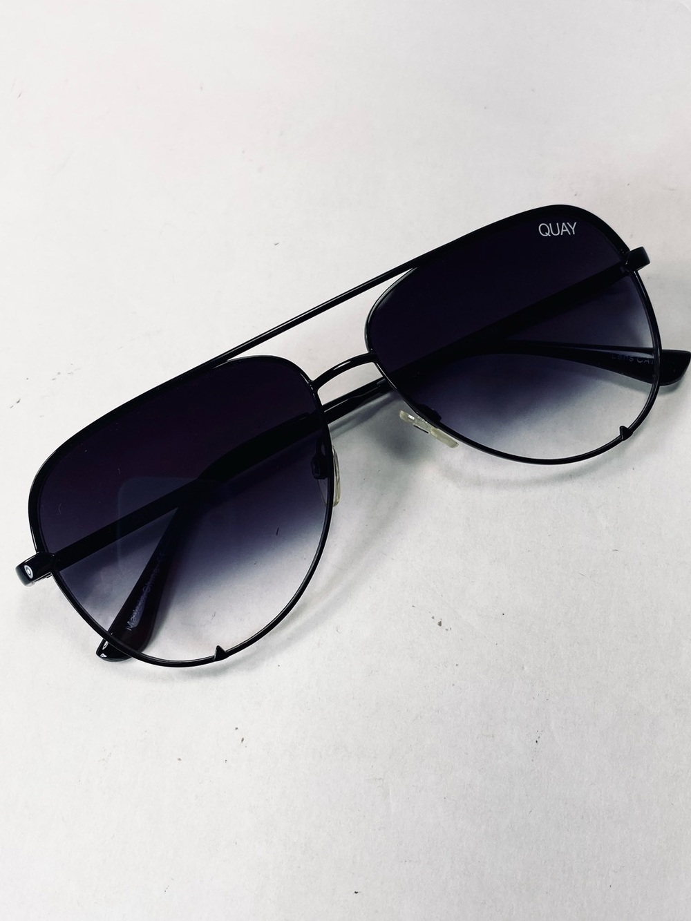 Quay High Key Mini Aviator Sunglasses Black Purple Gradient Fade Lenses - Unisex